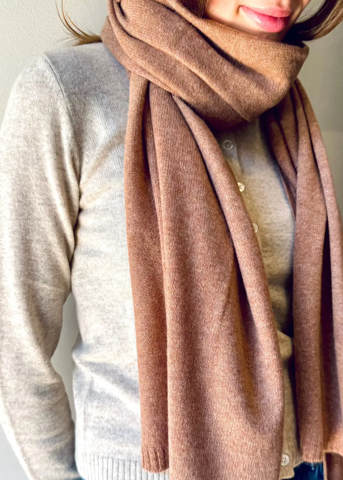 100% Cashmere Scarf in Camel