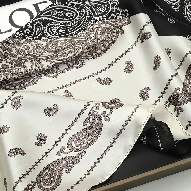 70x70cm Women Silk Scarf Small Satin Square Print Wrap