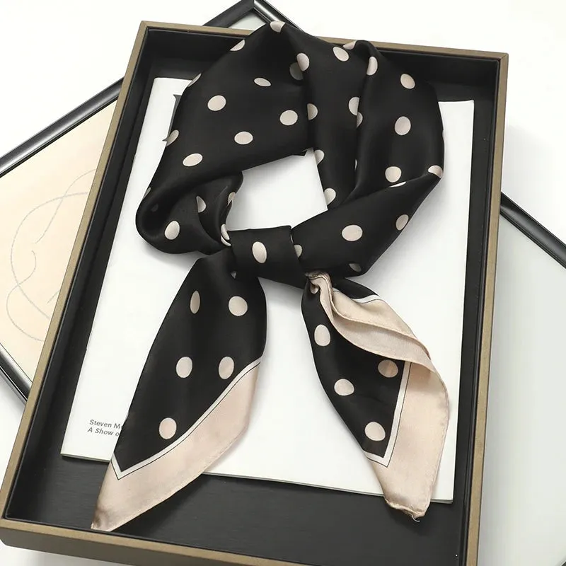 70x70cm Women Silk Scarf Small Satin Square Print Wrap