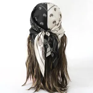 70x70cm Women Silk Scarf Small Satin Square Print Wrap