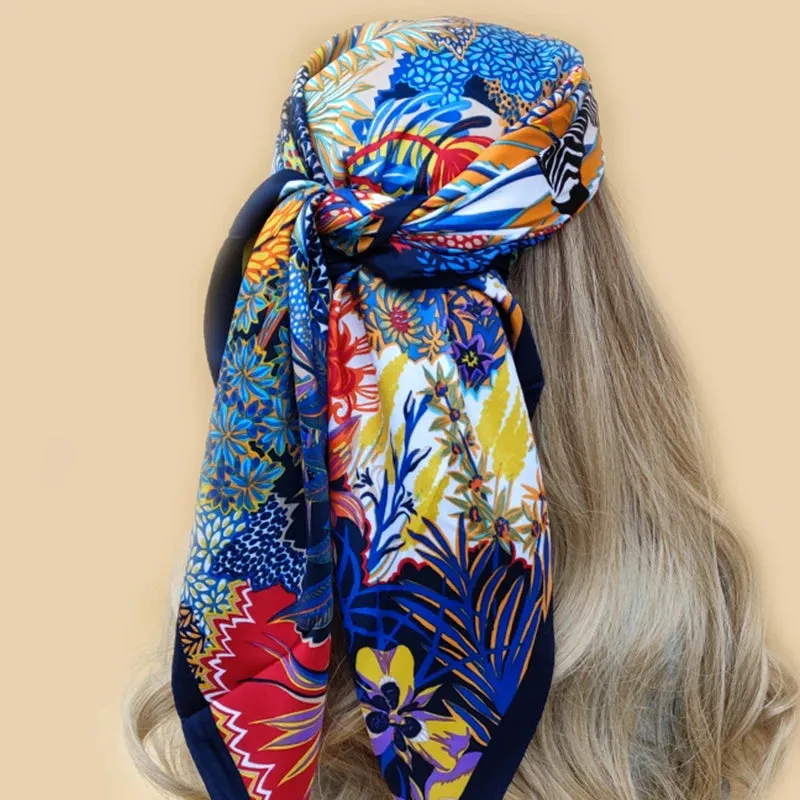 90*90CM Shawls Fashion Beach Sunscreen Silk Scarves