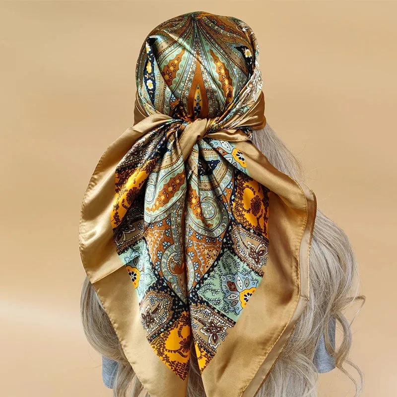 90*90CM Shawls Fashion Beach Sunscreen Silk Scarves