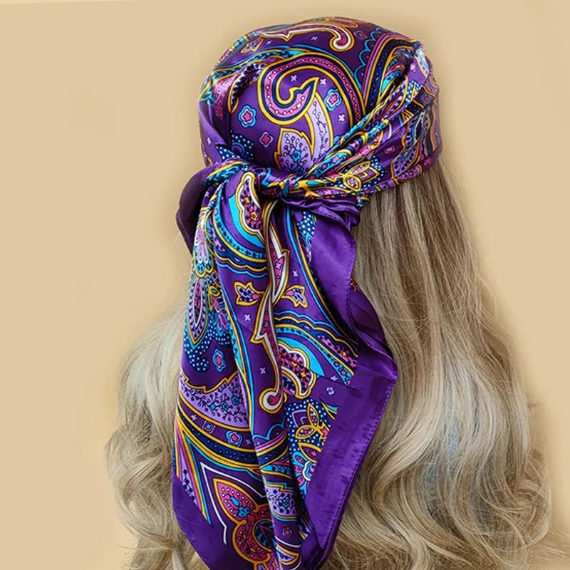 90*90CM Shawls Fashion Beach Sunscreen Silk Scarves