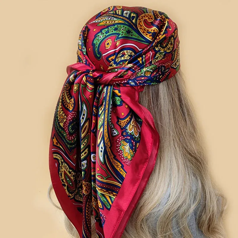 90*90CM Shawls Fashion Beach Sunscreen Silk Scarves