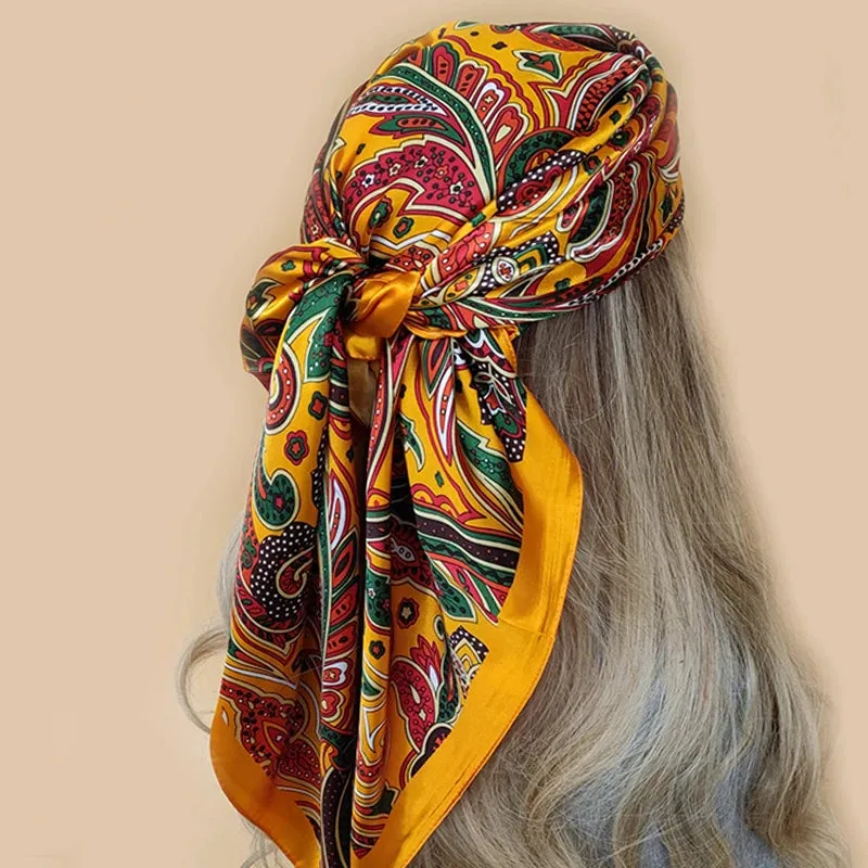 90*90CM Shawls Fashion Beach Sunscreen Silk Scarves