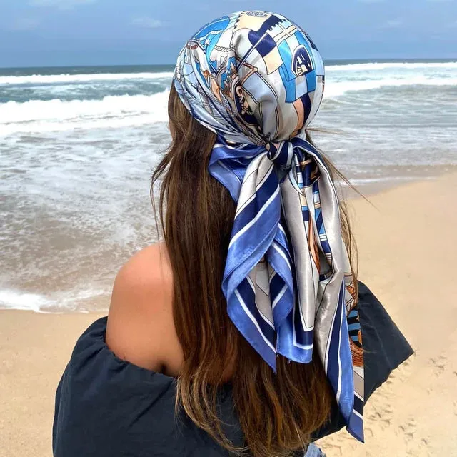 90*90CM Shawls Fashion Beach Sunscreen Silk Scarves