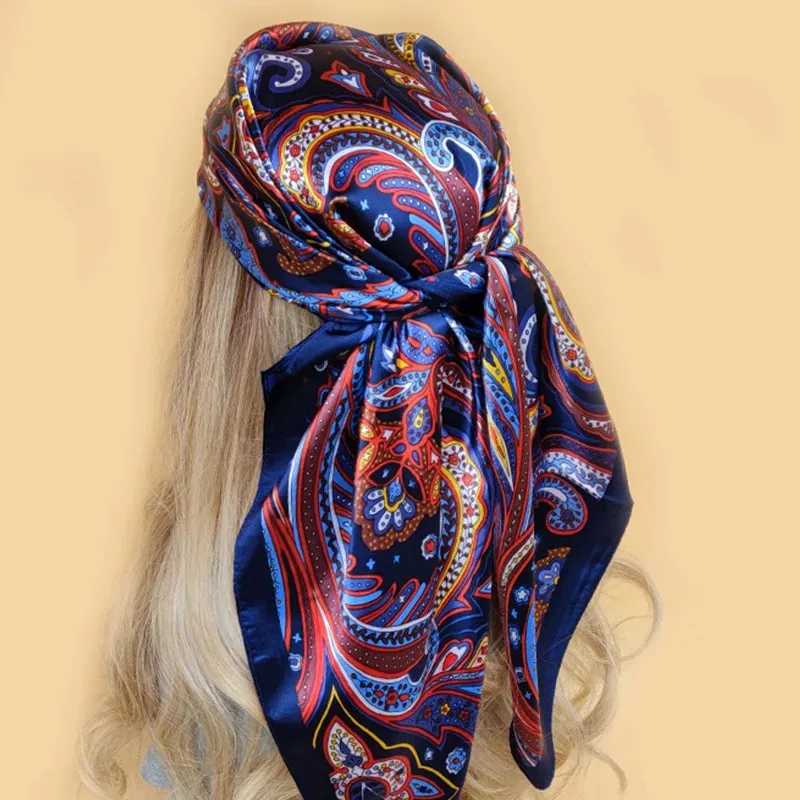 90*90CM Shawls Fashion Beach Sunscreen Silk Scarves