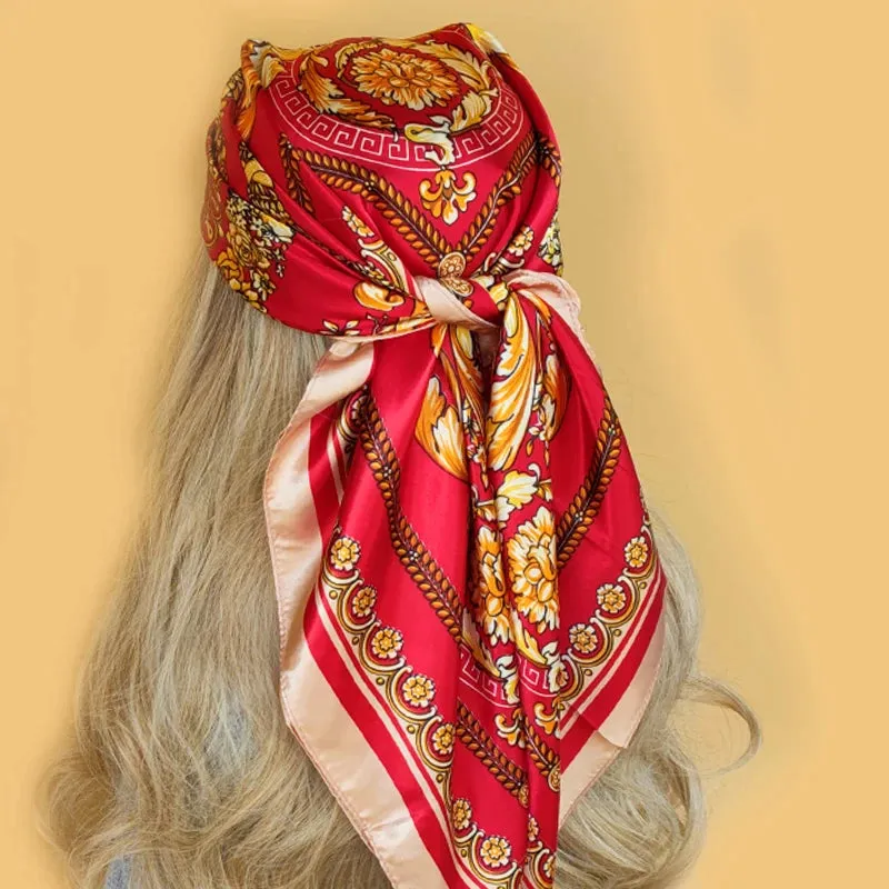 90*90CM Shawls Fashion Beach Sunscreen Silk Scarves