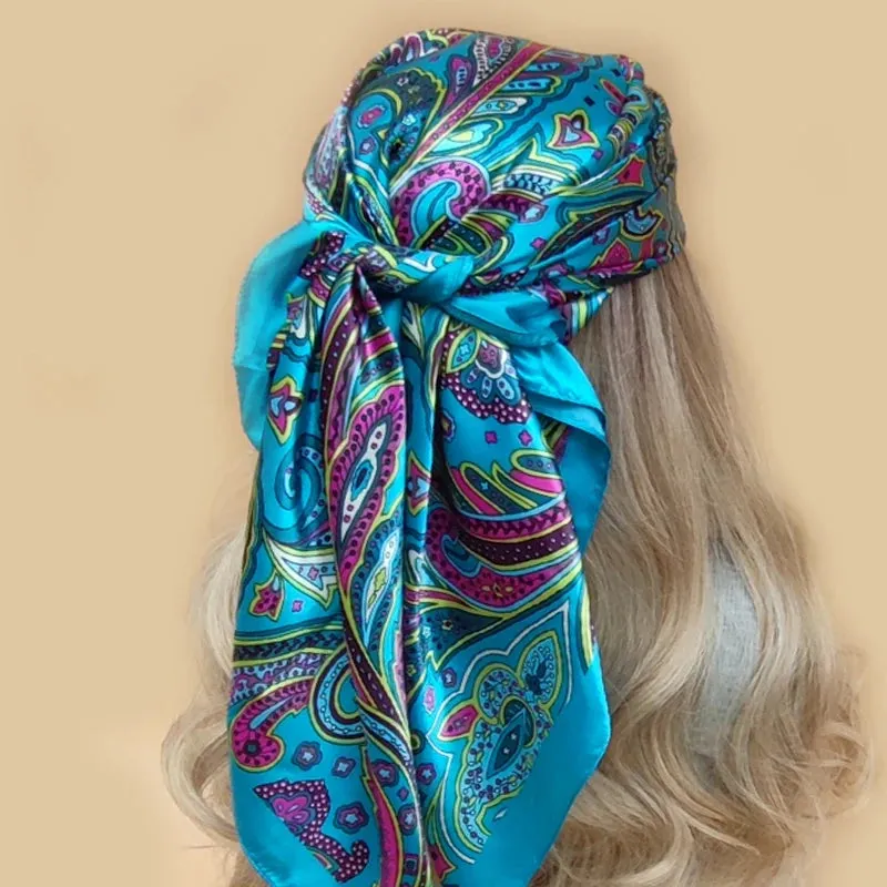 90*90CM Shawls Fashion Beach Sunscreen Silk Scarves