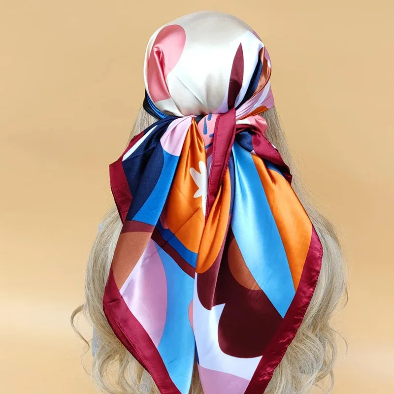 90*90CM Shawls Fashion Beach Sunscreen Silk Scarves
