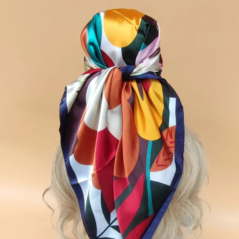 90*90CM Shawls Fashion Beach Sunscreen Silk Scarves