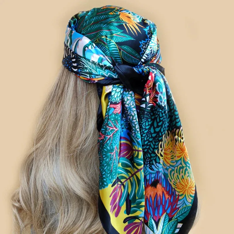 90*90CM Shawls Fashion Beach Sunscreen Silk Scarves
