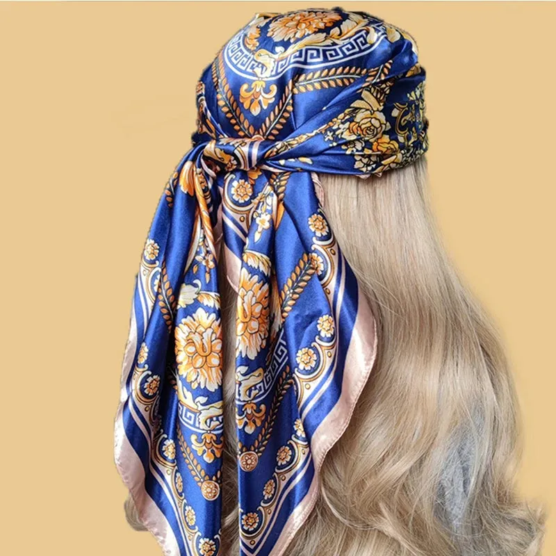 90*90CM Shawls Fashion Beach Sunscreen Silk Scarves