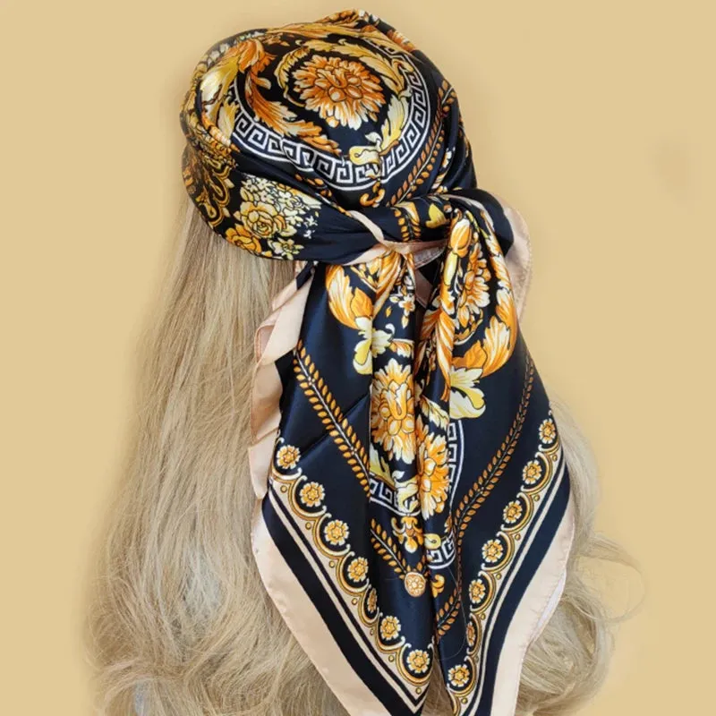 90*90CM Shawls Fashion Beach Sunscreen Silk Scarves