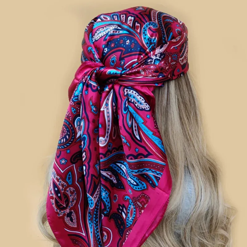 90*90CM Shawls Fashion Beach Sunscreen Silk Scarves