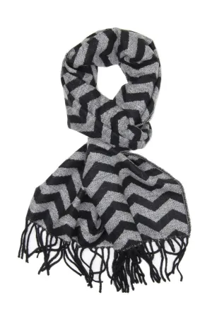 Achillea Soft & Warm Tartan Plaid Checked Cashmere Feel Winter Scarf Unisex Black Chevron