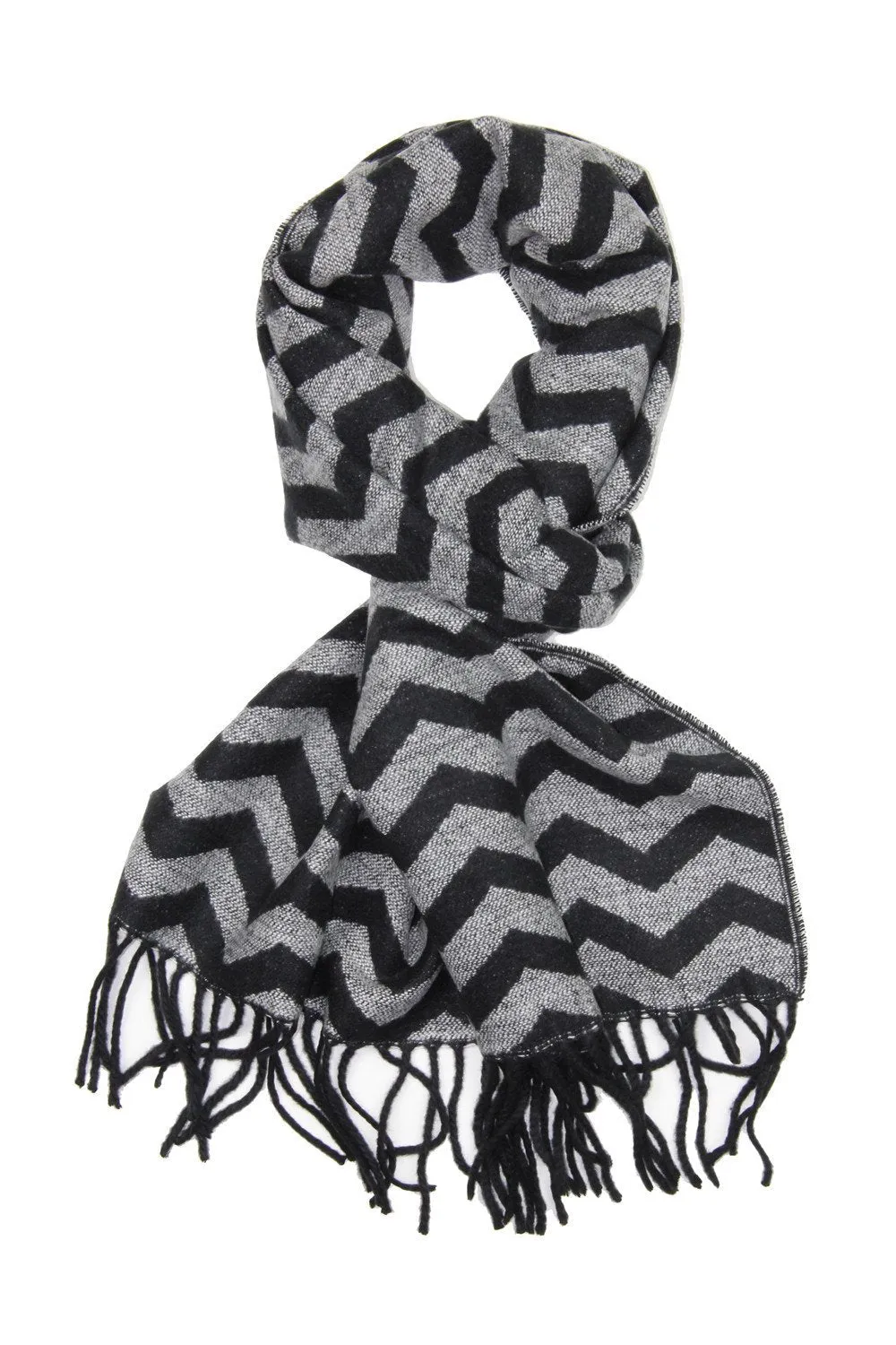 Achillea Soft & Warm Tartan Plaid Checked Cashmere Feel Winter Scarf Unisex Black Chevron