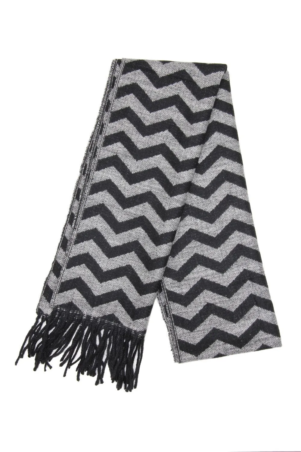 Achillea Soft & Warm Tartan Plaid Checked Cashmere Feel Winter Scarf Unisex Black Chevron