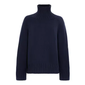 Alessandra Cotton and Cashmere Raglan Sleeve - Navy