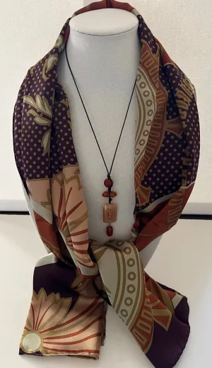 Arboretum Silk Scarf with Custom Designed Pendant