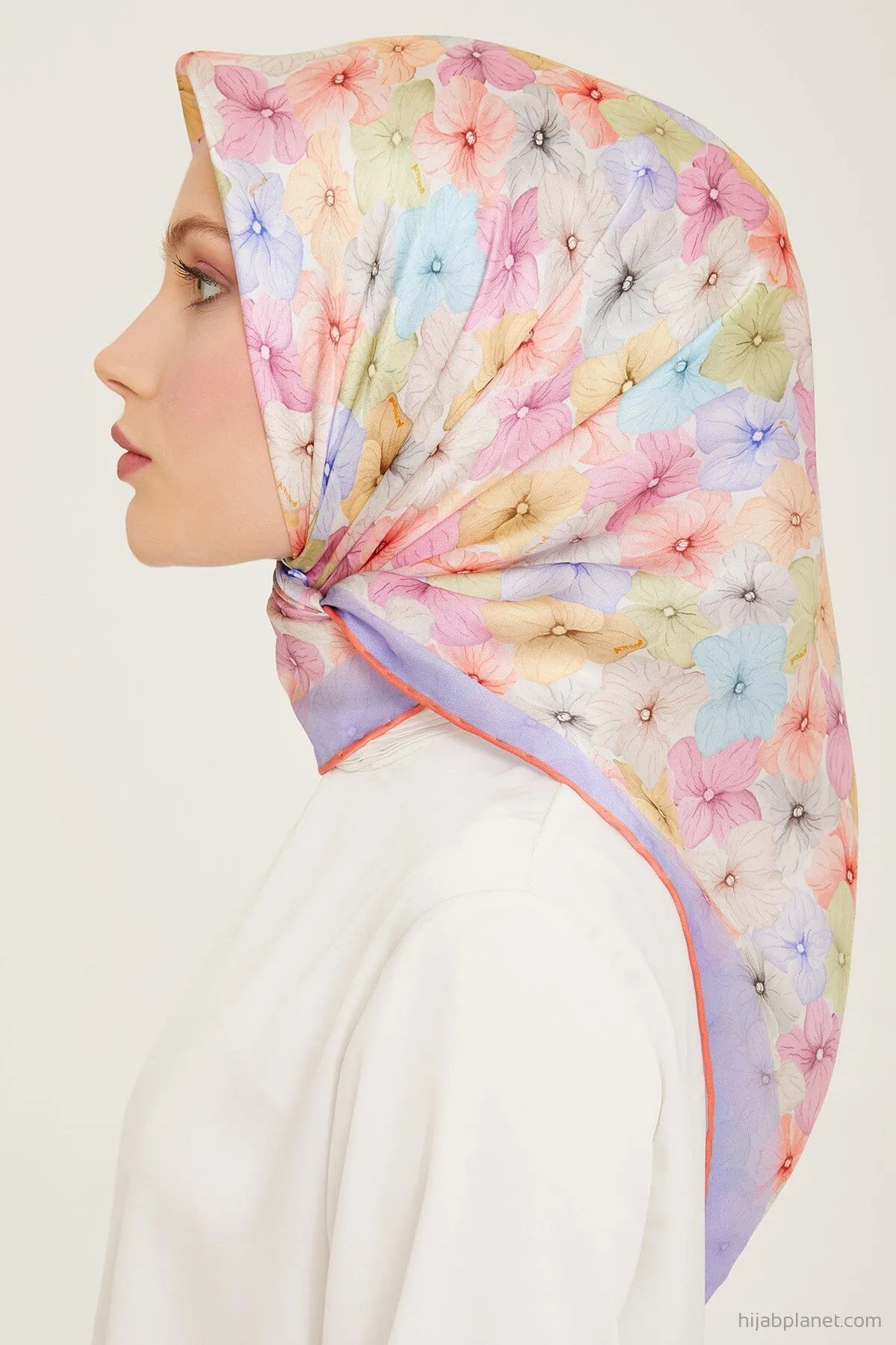 Armine Hydrangea Print Silk Scarf #52