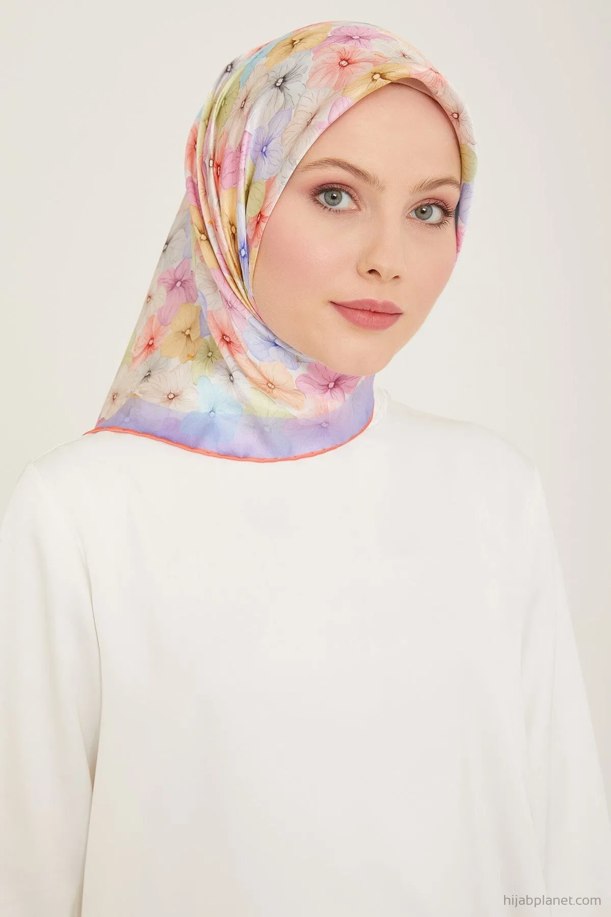 Armine Hydrangea Print Silk Scarf #52