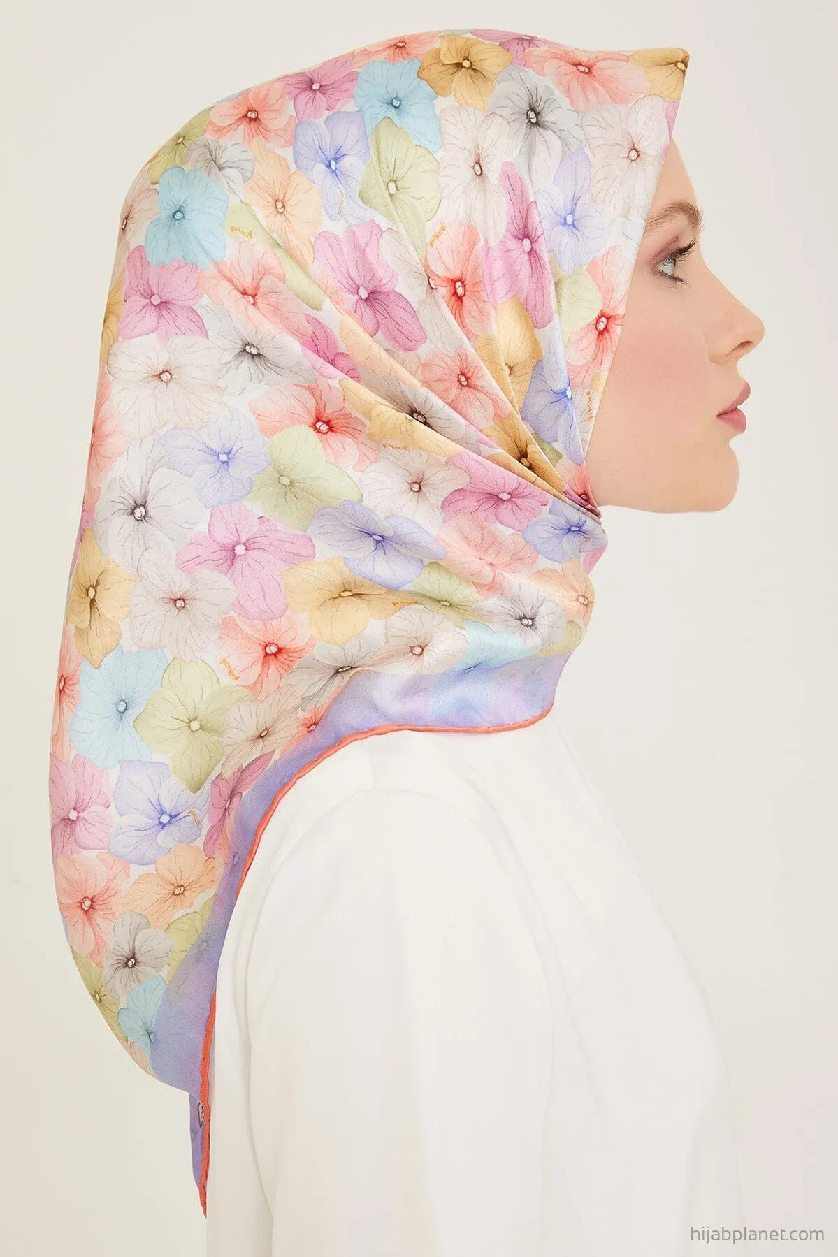 Armine Hydrangea Print Silk Scarf #52