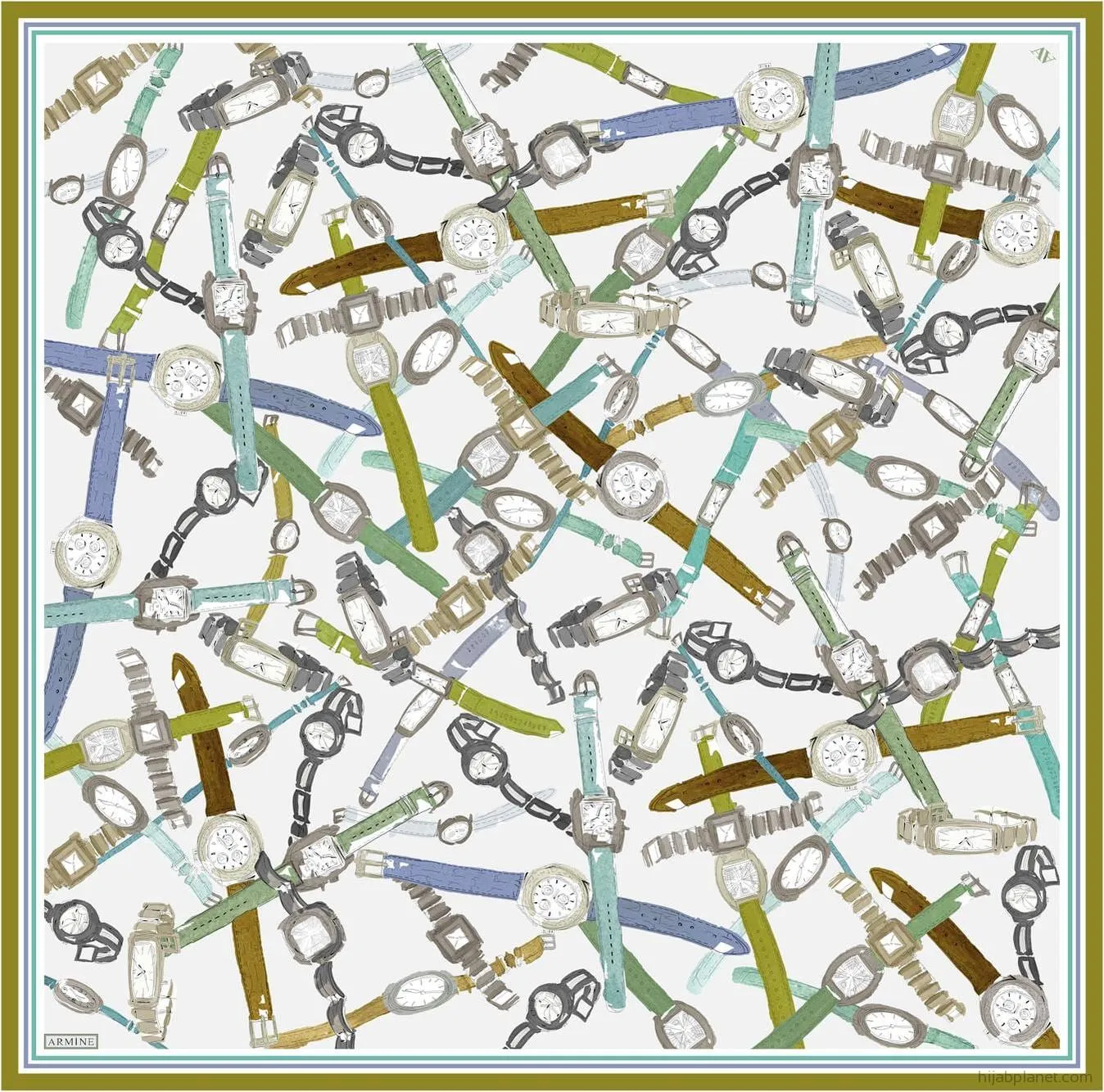Armine Timepiece Classic Silk Scarf #1