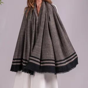 Black and Bisque Pashmina Cashmere Shawl