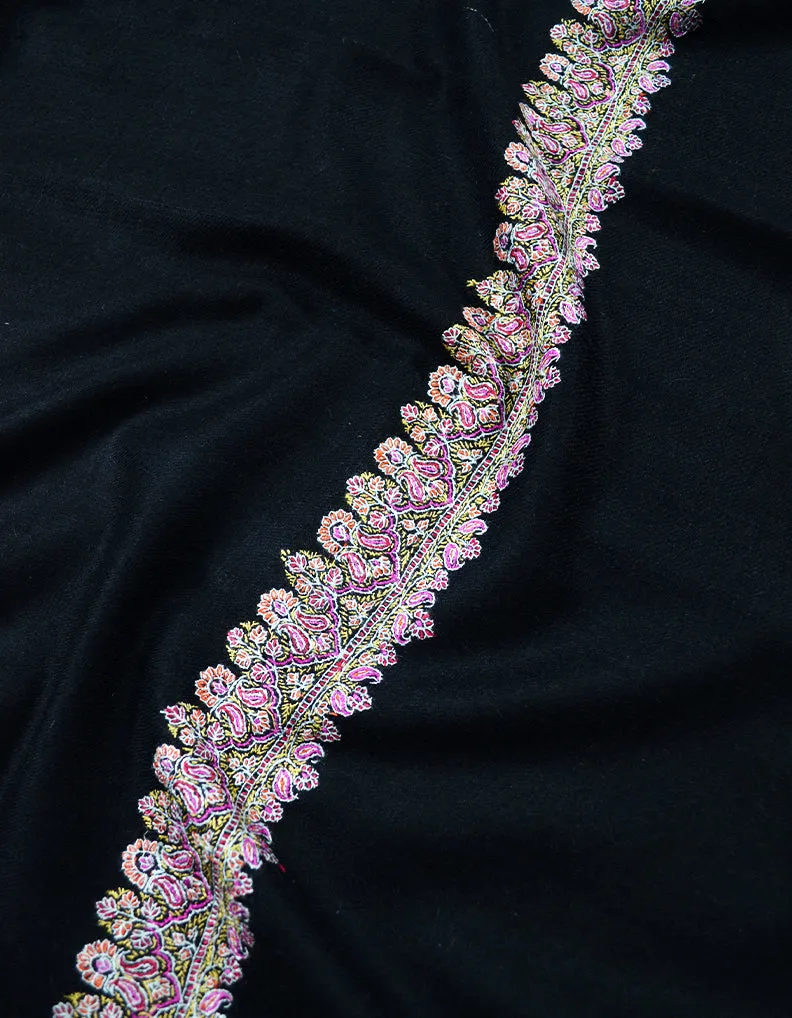 black embroidery GI pashmina shawl 7893