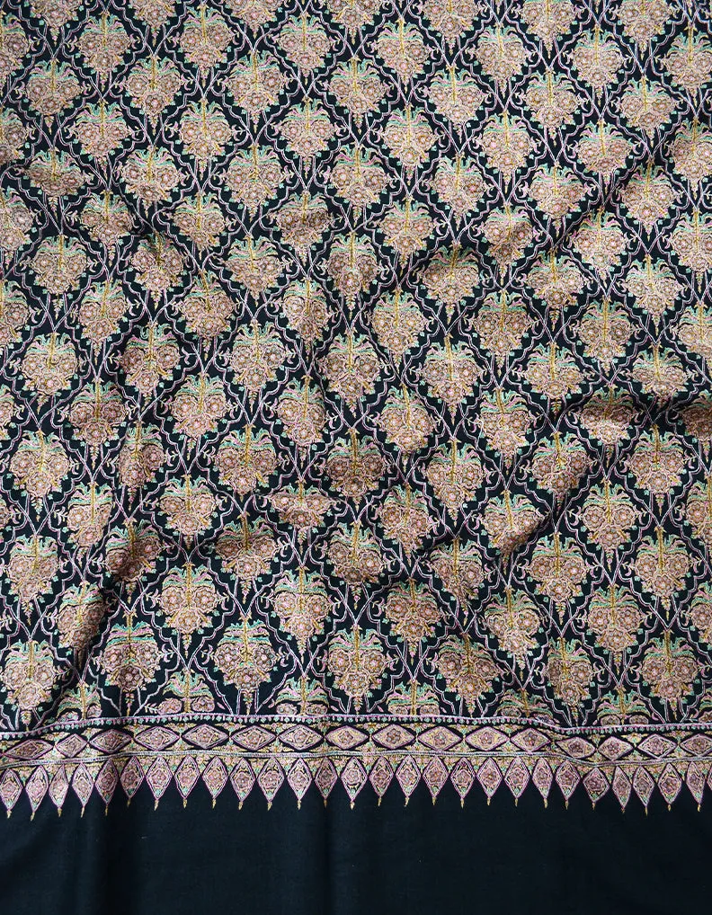 black jamma embroidery GI pashmina shawl 7869