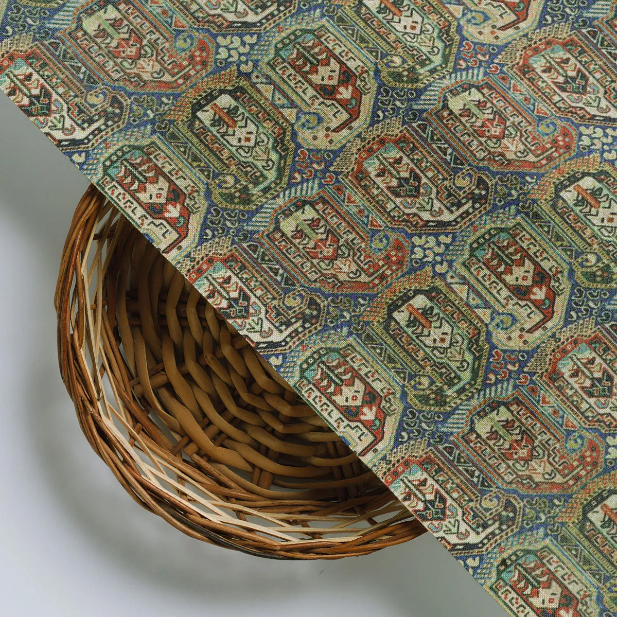 Blue Southwestern Pashmina Printed Fabric