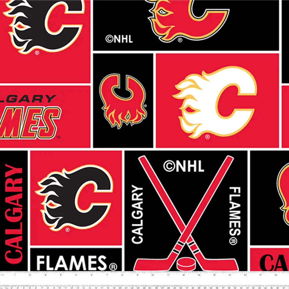Calgary Flames  - NHL Fleece Print - Squares