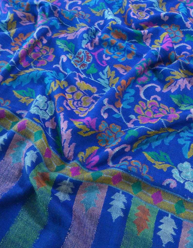 Cashmere Kani Pashmina Shawl Blue 5344
