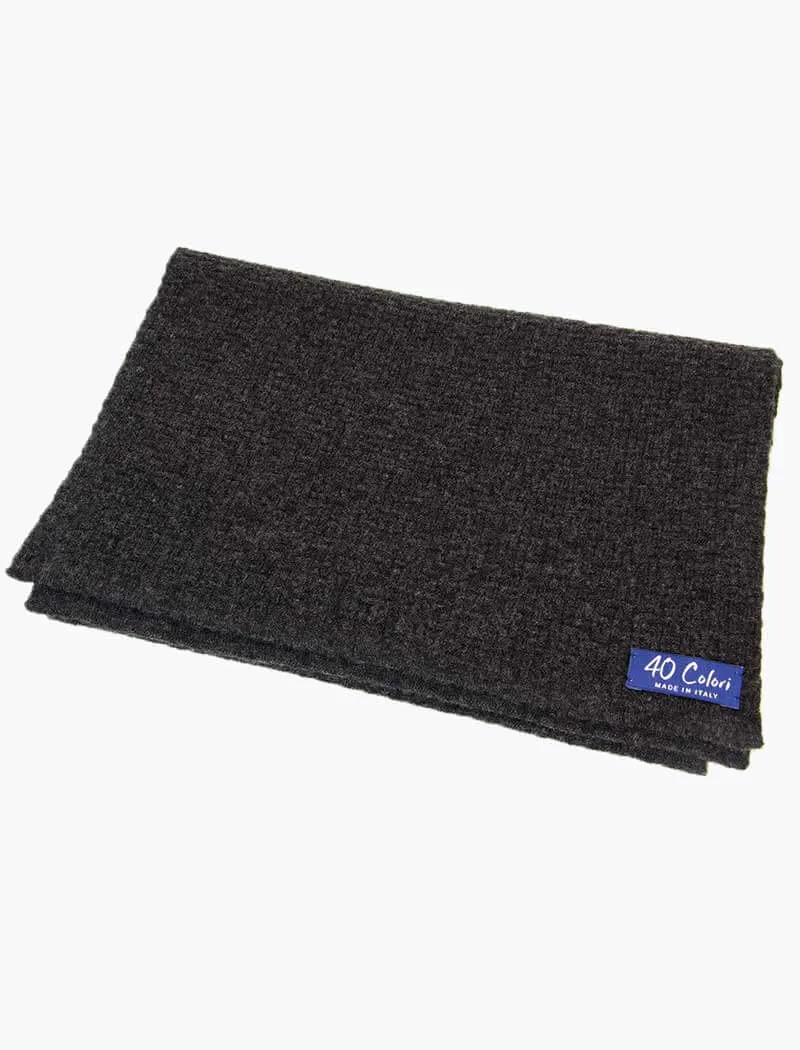 Charcoal Basket Weave Knitted Wool & Cashmere Scarf