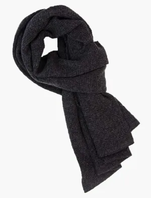 Charcoal Basket Weave Knitted Wool & Cashmere Scarf