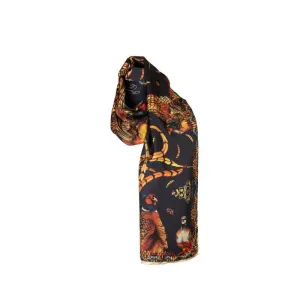 Clare Haggas Heads or Tails Narrow Twill Silk Scarf - Navy & Gold