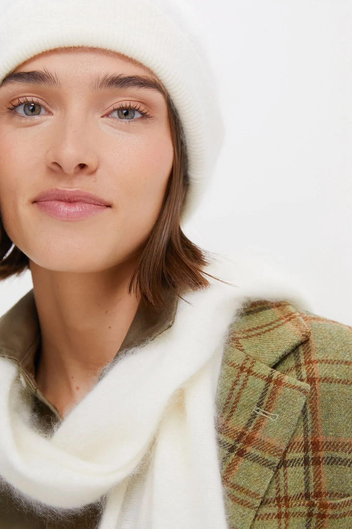 Cream Cashmere Hat and Scarf Set