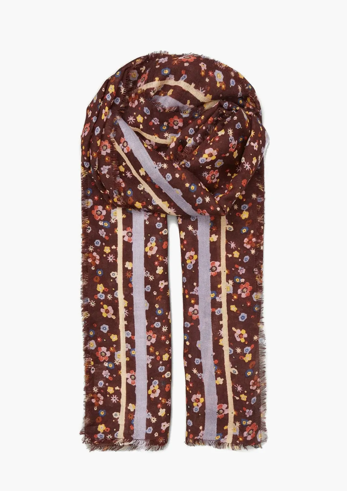 Dancing Florals Wool-Silk Scarf