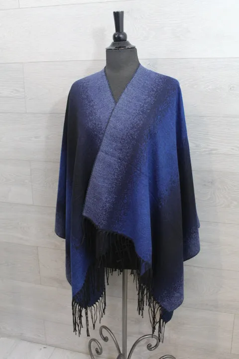 Denim Stripe Shawl/Poncho