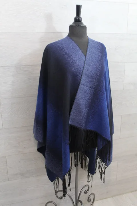 Denim Stripe Shawl/Poncho