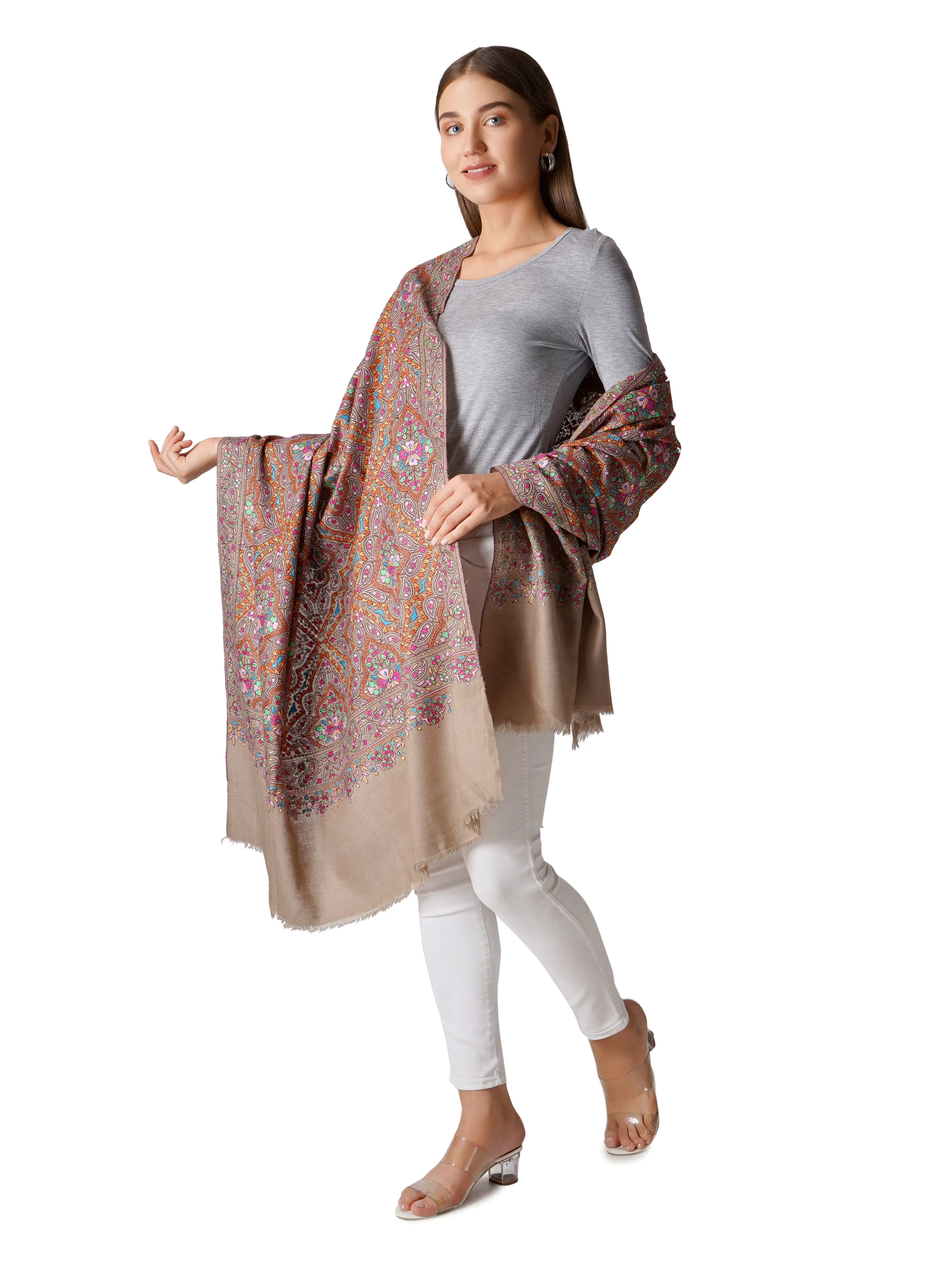 Elegant Pashmina Shawl - Elegant Pashmina Shawl - Everyday Luxury - Brown