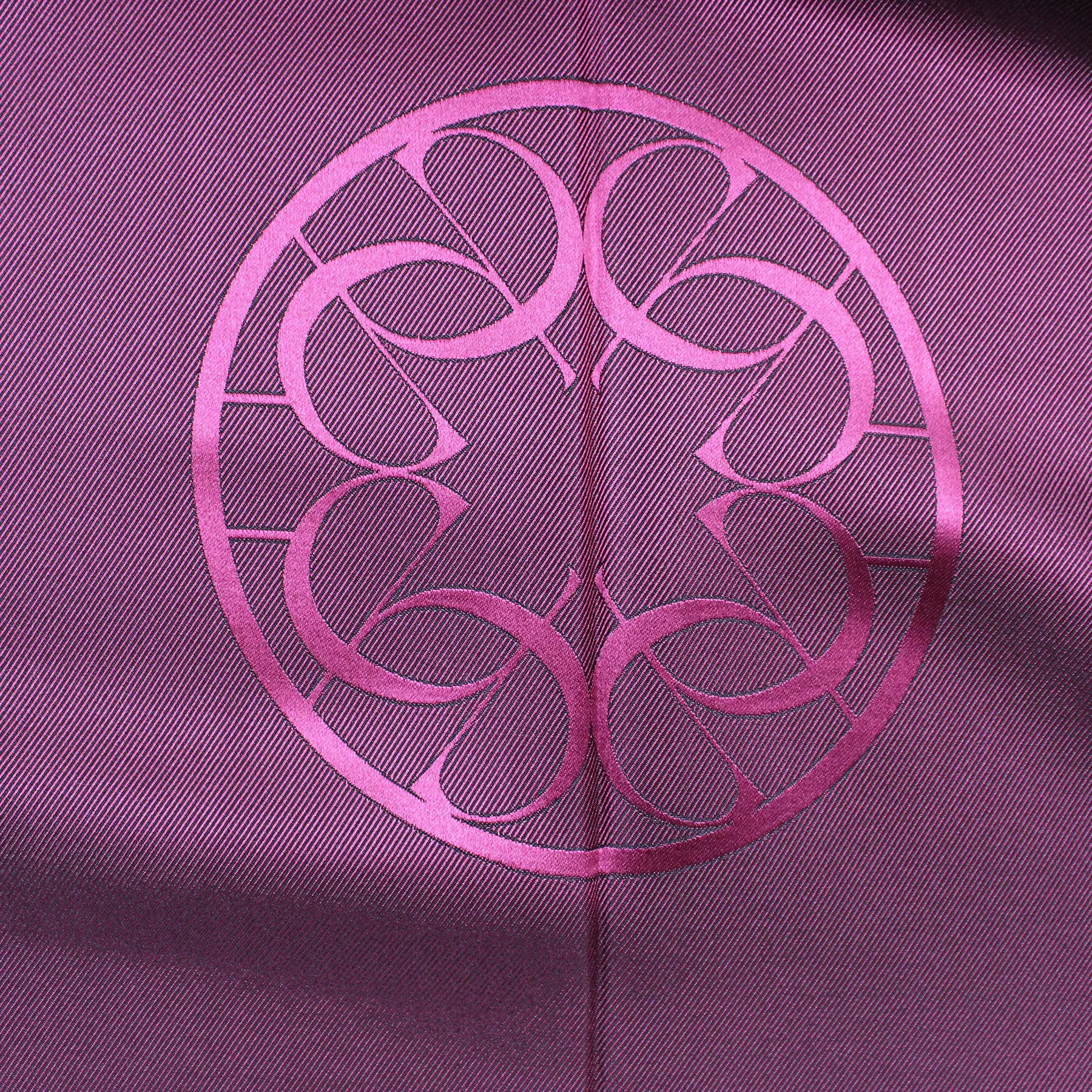 Elie Saab Scarf Cranberry Pink Logo Initials - Extra Large Square Twill Silk Wrap