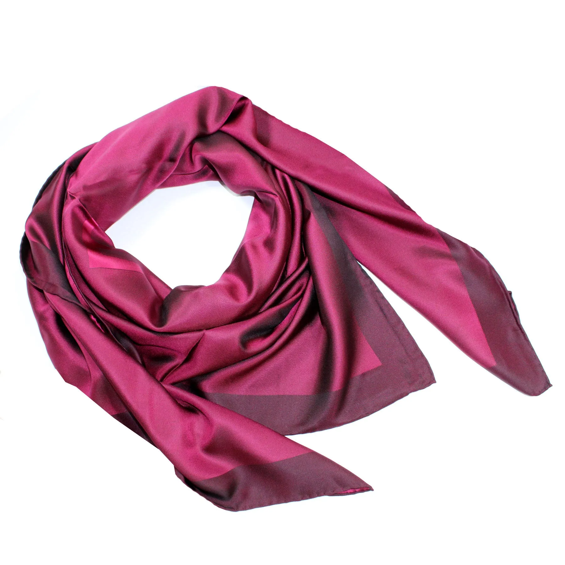 Elie Saab Scarf Cranberry Pink Logo Initials - Extra Large Square Twill Silk Wrap