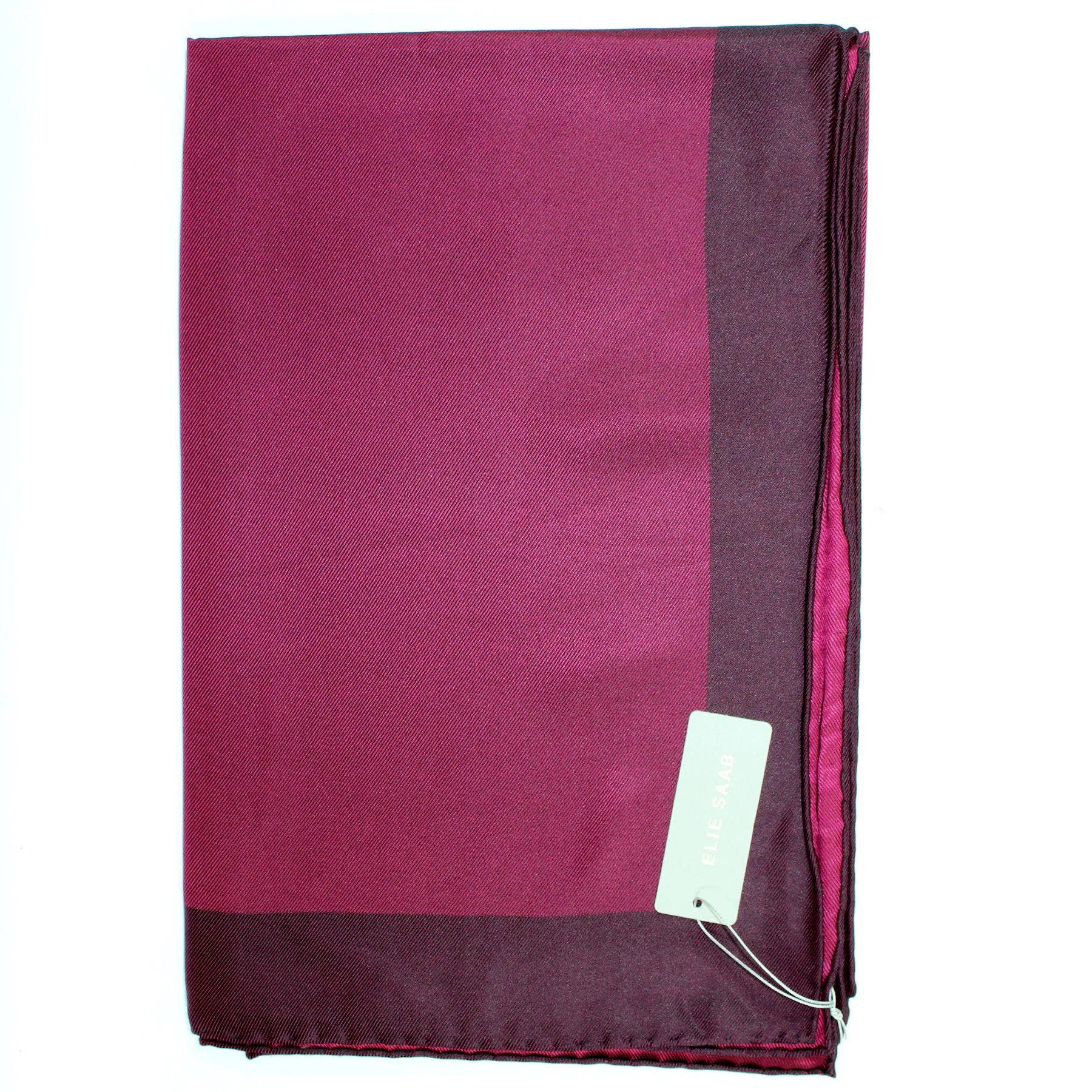 Elie Saab Scarf Cranberry Pink Logo Initials - Extra Large Square Twill Silk Wrap