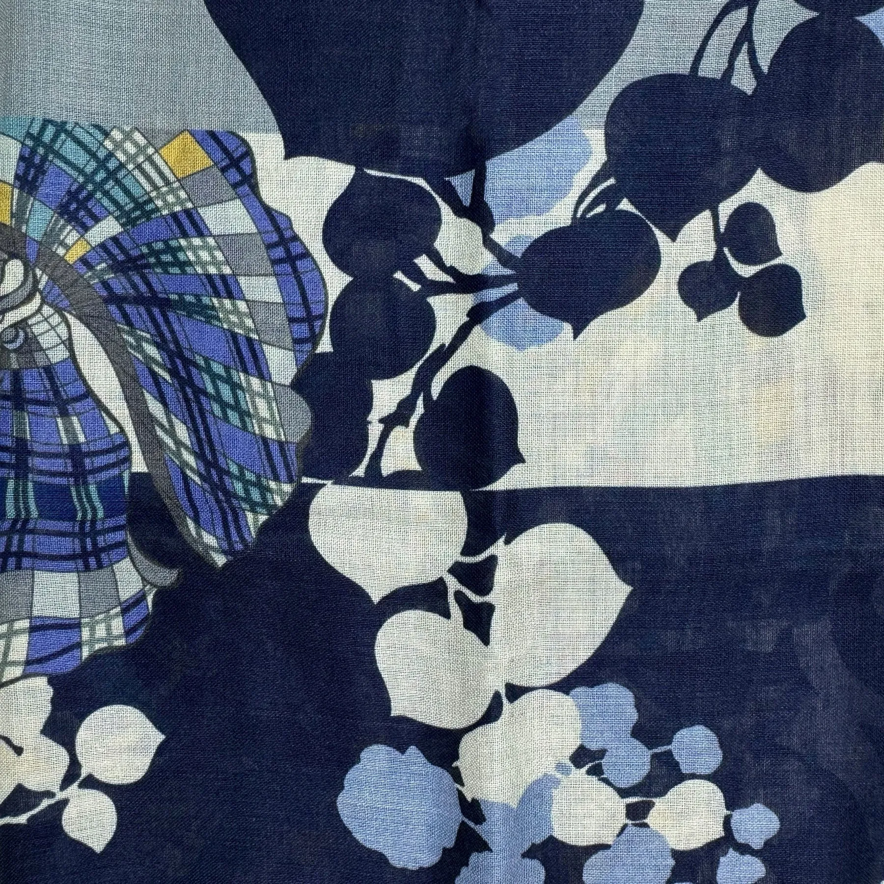 Elie Saab Scarf Gray Signature Floral Design - Cashmere Silk Shawl
