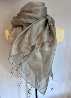 Fine Quality Silk Scarf | Silver Grey