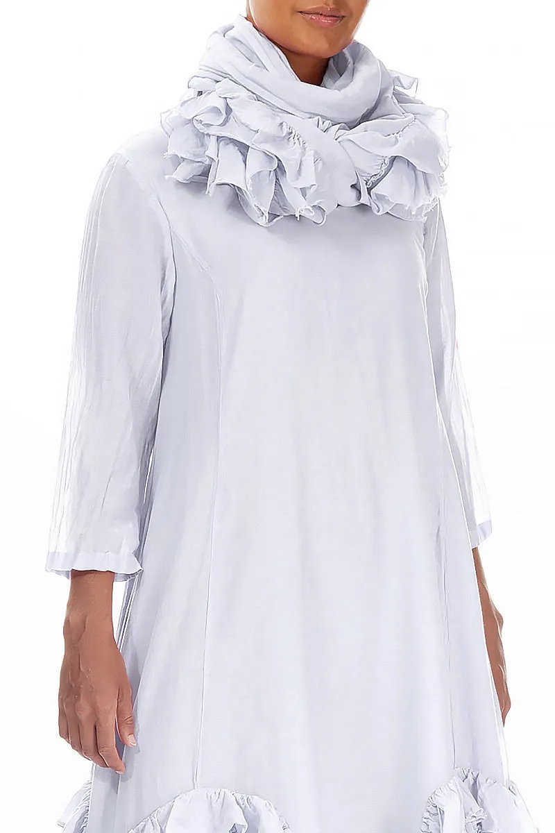 Frilly Flower Lavender Silk Cotton Scarf