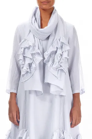 Frilly Flower Lavender Silk Cotton Scarf