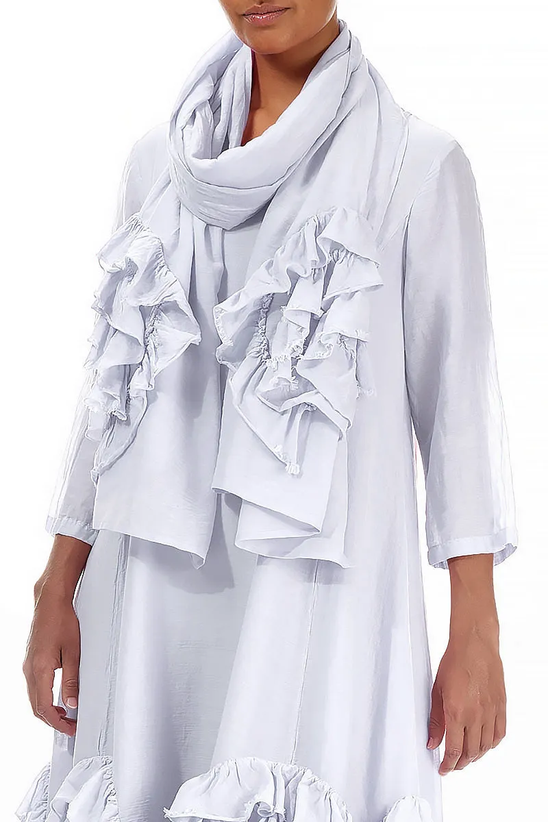 Frilly Flower Lavender Silk Cotton Scarf